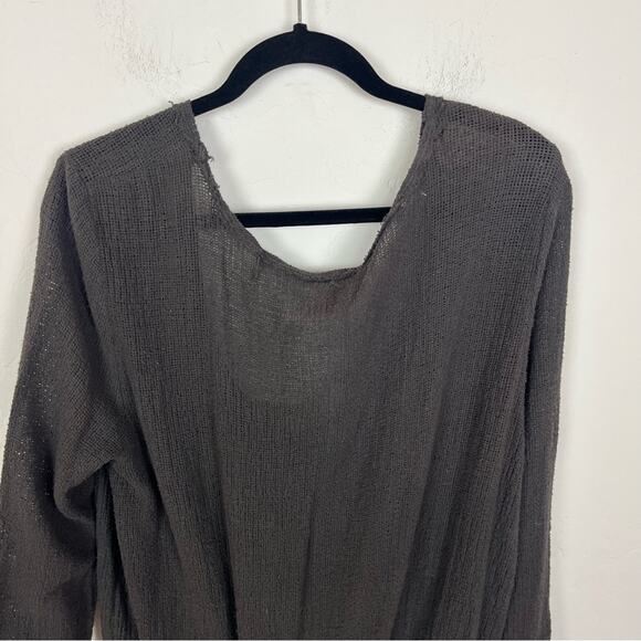 Free People Grey Gauze Henley Romper - Picture 6 of 9